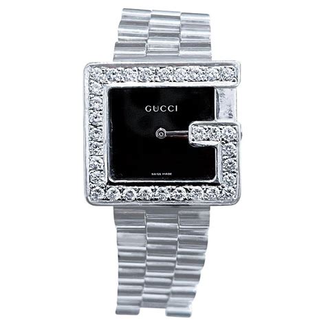 gucci black faced diamond watch|gucci watch black diamond bezel.